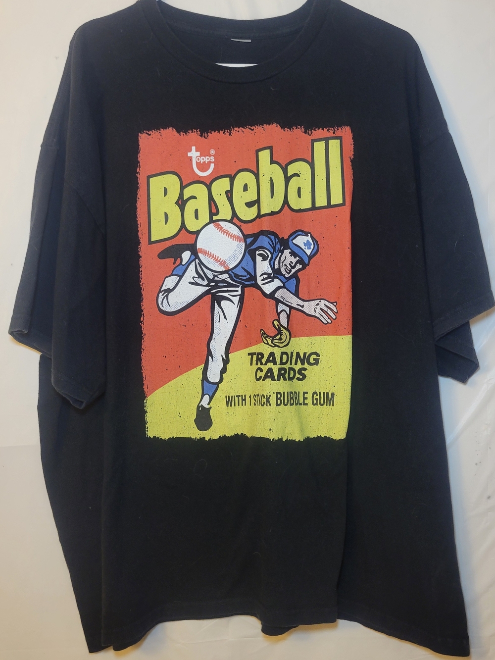 Topps Baseball Trading Cards Graphic Tee - Black with Red & Yellow